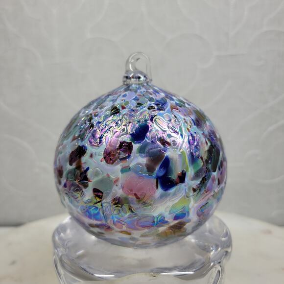 VTG Metallic Enamel Handblown Art Glass Ornament Friendship Ball Holiday Decor - Picture 4 of 13